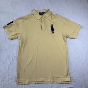 polo ralph lauren Men's Yellow  Big Pony Polo Shirt Custom Fit Size XL